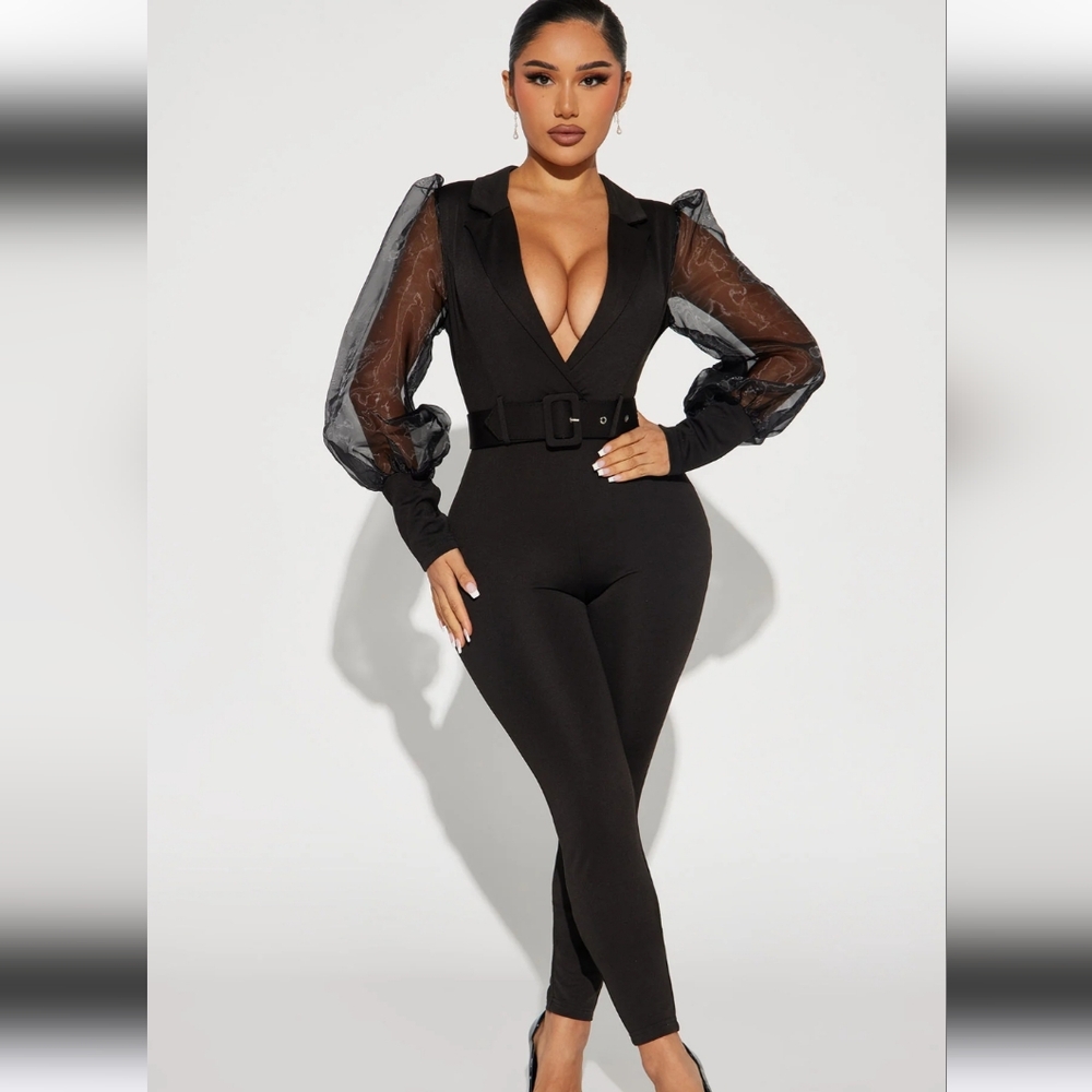 Fashion Nova Someone Else's Problem Black Lace Romper Faux Leather Plunge XL